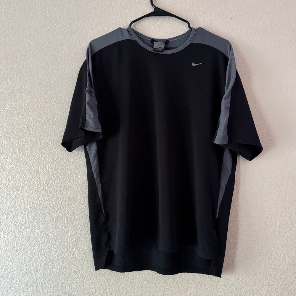 Vtg Nike Sphere Crewneck Mesh Graphic Training Shirt Black Grey Mens M